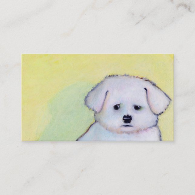 Tarjeta De Visita Arte blanco del perro que dibuja el pequeño (Anverso)