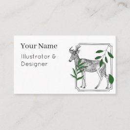 Tarjeta De Visita Arte botánico del antílope Hartebeest vintage