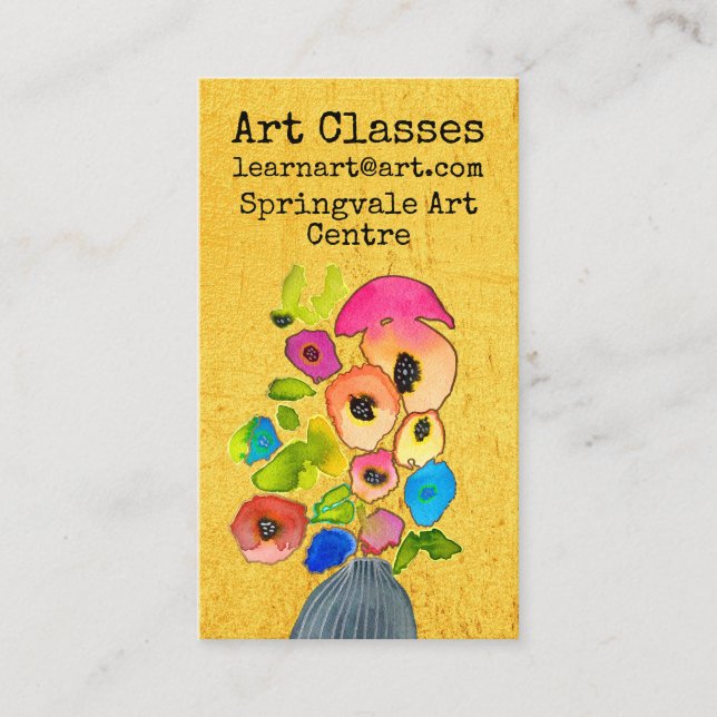 Tarjeta De Visita Arte Clases de artista de negocios florales (Anverso)