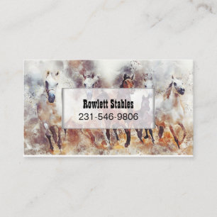 Tarjeta De Visita Arte de acuarela de caballos salvajes
