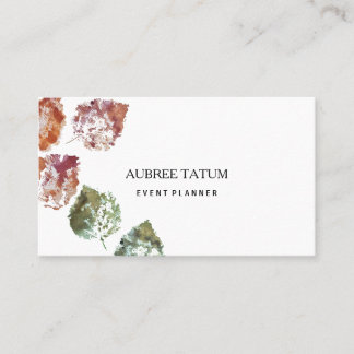 Tarjeta De Visita Arte de Acuarela Rústica Hojas Caídas Otoño