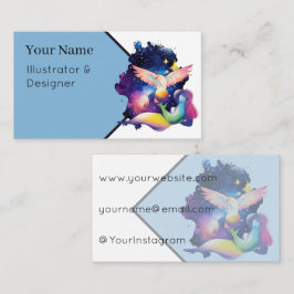 Tarjeta De Visita Arte de Diosa Cósmica y Pájaro Celestial Volador