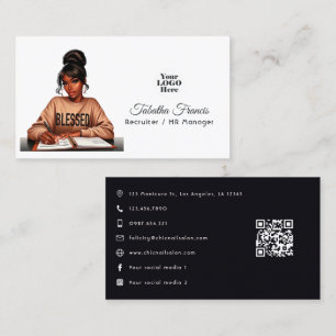 Tarjeta De Visita Arte de Empoderamiento de Mujer Negra Afro Audaz