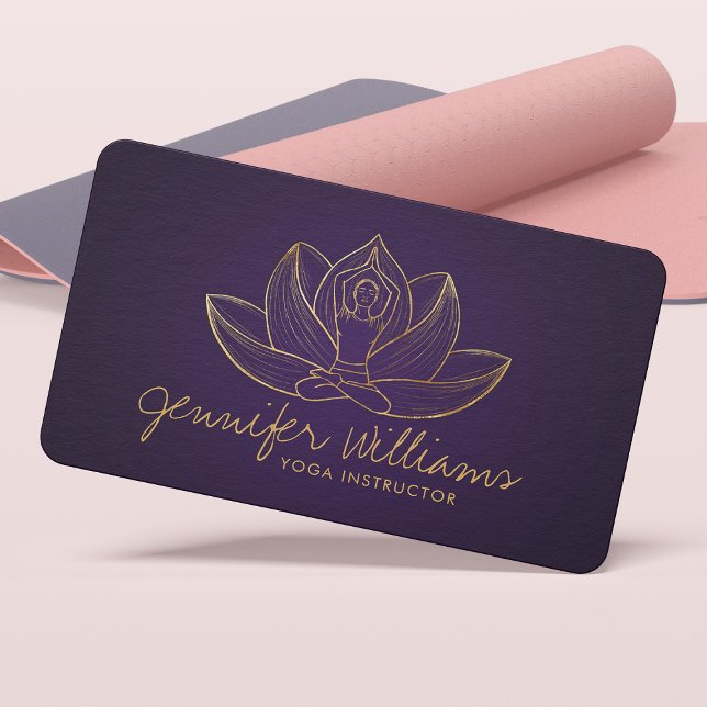Tarjeta De Visita Arte de Golden Yoga Lotus Line (Subido por el creador)