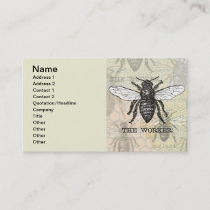 Tarjeta De Visita Arte de ilustración vintage de abeja trabajadora