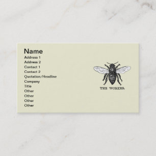 Tarjeta De Visita Arte de ilustración vintage de abeja trabajadora