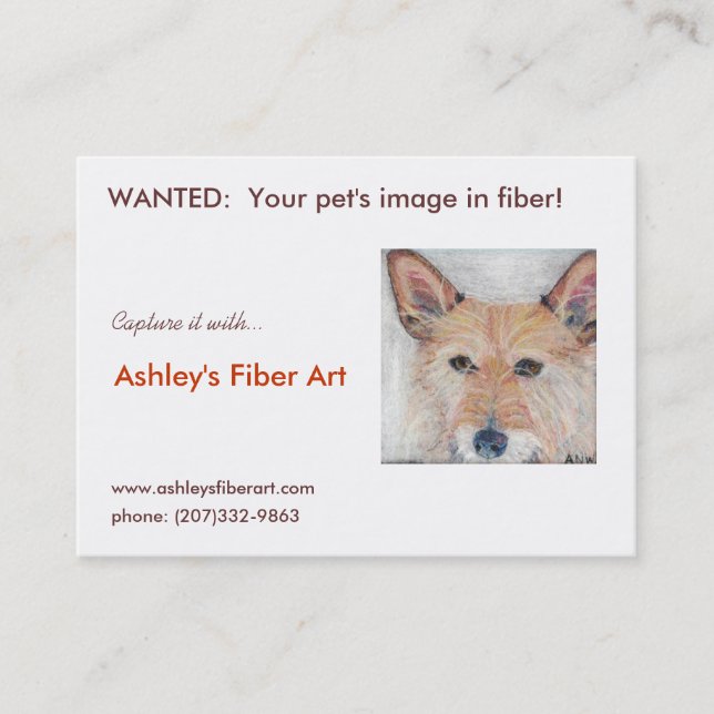 Tarjeta De Visita Arte de la fibra de Ashley (Anverso)