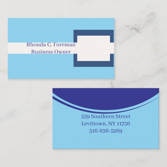 Tarjeta De Visita Arte de la línea de vegetación marina y azul (Anverso / Reverso)