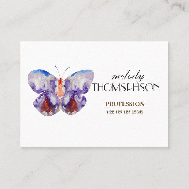 Tarjeta De Visita Arte de la mariposa de la acuarela (Anverso)