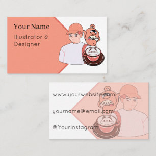 Tarjeta De Visita Arte de Latte de Zorro y Estilo Urbano – Chico Ani