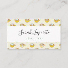 Tarjeta De Visita Arte de latte lindo en el patrón de tazas de café 