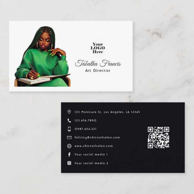 Tarjeta De Visita Arte de liderazgo de mujeres afro negras empoderad (Anverso / Reverso)