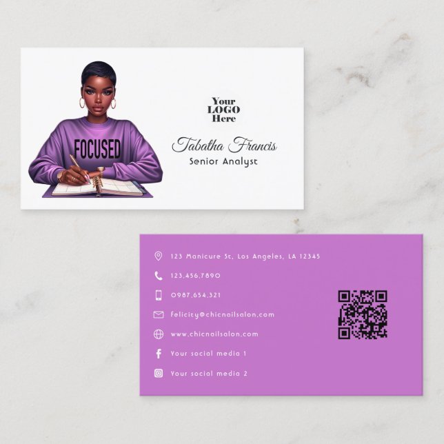 Tarjeta De Visita Arte de Liderazgo y Empoderamiento de la Mujer Afr (Anverso / Reverso)