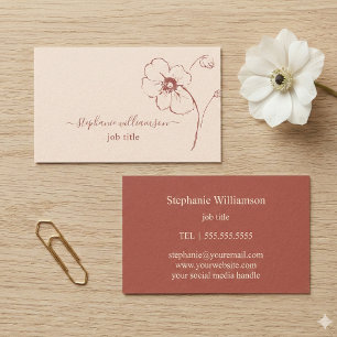 Tarjeta De Visita Arte de línea botánica floral moderna