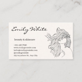 Tarjeta De Visita Arte de Línea Minimalista Mujer Belleza y Cuidado 