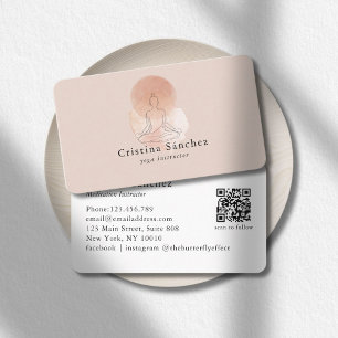 Tarjeta De Visita Arte de línea minimalista Mujer Yoga Meditación Có
