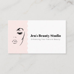 Tarjeta De Visita Arte de línea minimalista rostro femenino Estética