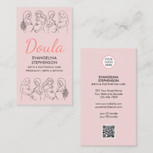 Tarjeta De Visita Arte de Línea Nacimiento Posparto Doula Profesiona