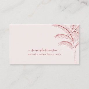 Tarjeta De Visita Arte de línea tropical de palma beige de terracota