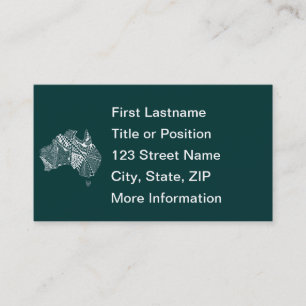 Tarjeta De Visita Arte de mapas australiano - Elija su color