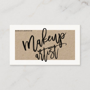 Tarjeta De Visita Arte de maquillaje estilo kraft marrón rústico
