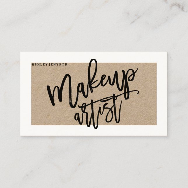 Tarjeta De Visita Arte de maquillaje estilo kraft marrón rústico (Anverso)
