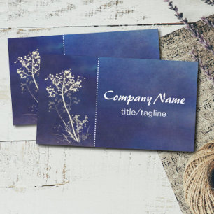 Tarjeta De Visita arte de naturaleza azul y blanco estilo acuarela p