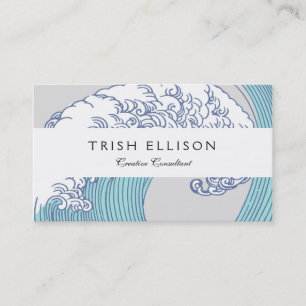 Tarjeta De Visita Arte de olas de surf Ukiyo-e japonés vintage Costa