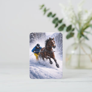 Tarjeta De Visita Arte de pared de lona de Horse Skijoring Caballo