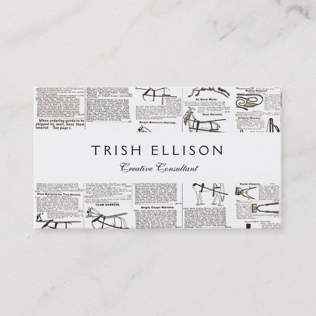 Tarjeta De Visita Arte de periódicos de publicidad de antigüedades d (Anverso)