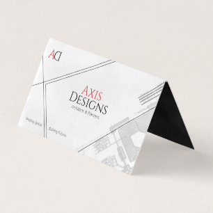 Tarjeta De Visita Arte de plano de arquitecto blanco fuera negro den