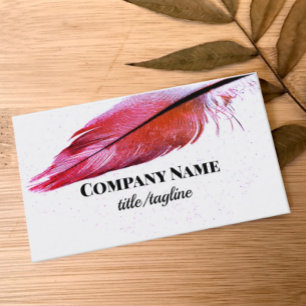 Tarjeta De Visita arte de pluma rosa magenta sobre personalizado bla