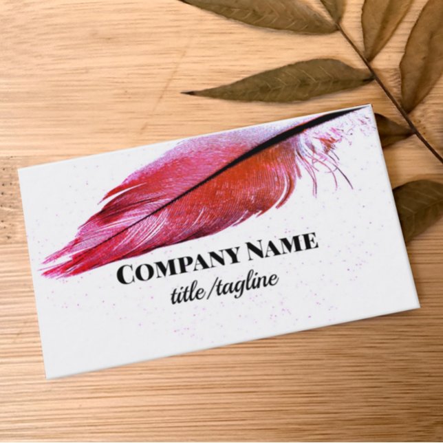 Tarjeta De Visita arte de pluma rosa magenta sobre personalizado bla (Subido por el creador)