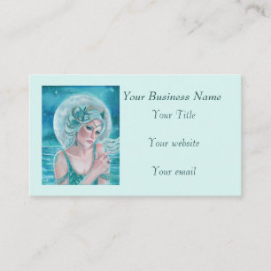 Tarjeta De Visita Arte de sirena de la diosa Luna de Renee L. Lavoie