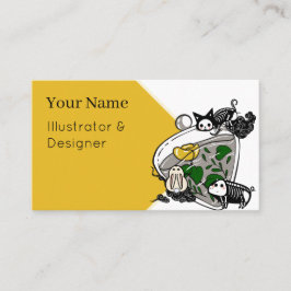 Tarjeta De Visita Arte de Terrario Zen y Gato Esqueleto