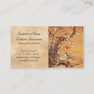 Tarjeta De Visita Arte de tinta oriental chinesa faisán y cameliana