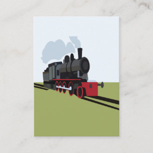 Tarjeta De Visita Arte de tren de vapor vintage en vía de ferrocarri
