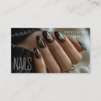 Tarjeta De Visita Arte de uñas de moda Oro fundido