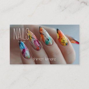 Tarjeta De Visita Arte de uñas de salpicadura de arcoíris Lealtad de