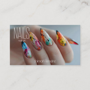 Tarjeta De Visita Arte de uñas de salpicadura de arcoíris Lealtad de