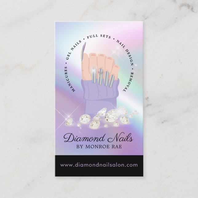 Tarjeta De Visita Arte de uñas en salón de diamantes irlandés (Anverso)