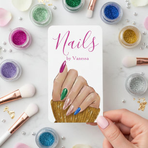 Tarjeta De Visita Arte de uñas moderno código QR técnico de uñas