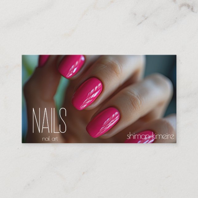 Tarjeta De Visita Arte de uñas rosa fondant (Anverso)