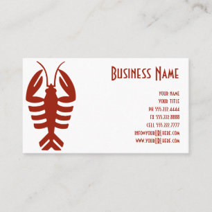 Tarjeta De Visita Arte Deco Antiguo Mariscos Langosta en Rojo