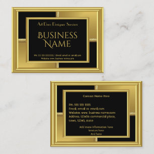 Tarjeta De Visita Arte Deco Elegante Oro Negro Geometrical Metal