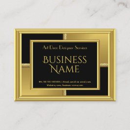 Tarjeta De Visita Arte Deco Elegante Oro Negro Geometrical Metal