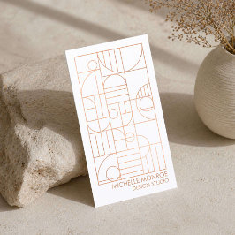 Tarjeta De Visita Arte Deco Geométrico Moderno de Rosa Dorado Falso