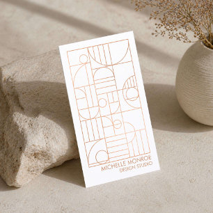 Tarjeta De Visita Arte Deco Geométrico Moderno de Rosa Dorado Falso 