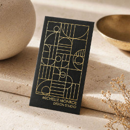 Tarjeta De Visita Arte Deco Geométrico Moderno Falso Diseñador Dorad