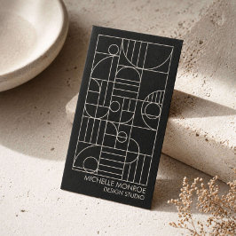 Tarjeta De Visita Arte Deco Geométrico Moderno Gris/Negro Diseñador